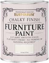 Rust-Oleum Chalky Furniture Paint Antique White 750ml Water-Based No Prime Sand view 5