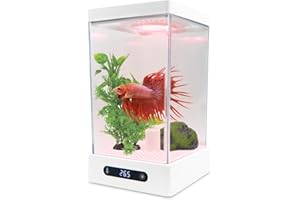 EKMOIS Smart Small Fish Tank Mini Aquarium with RGB Colors Light for Betta Fish Starter Kit, Adjustable Temperature and Brightness, Desktop Fish Tank for Room Decor, Smart Control with Apps