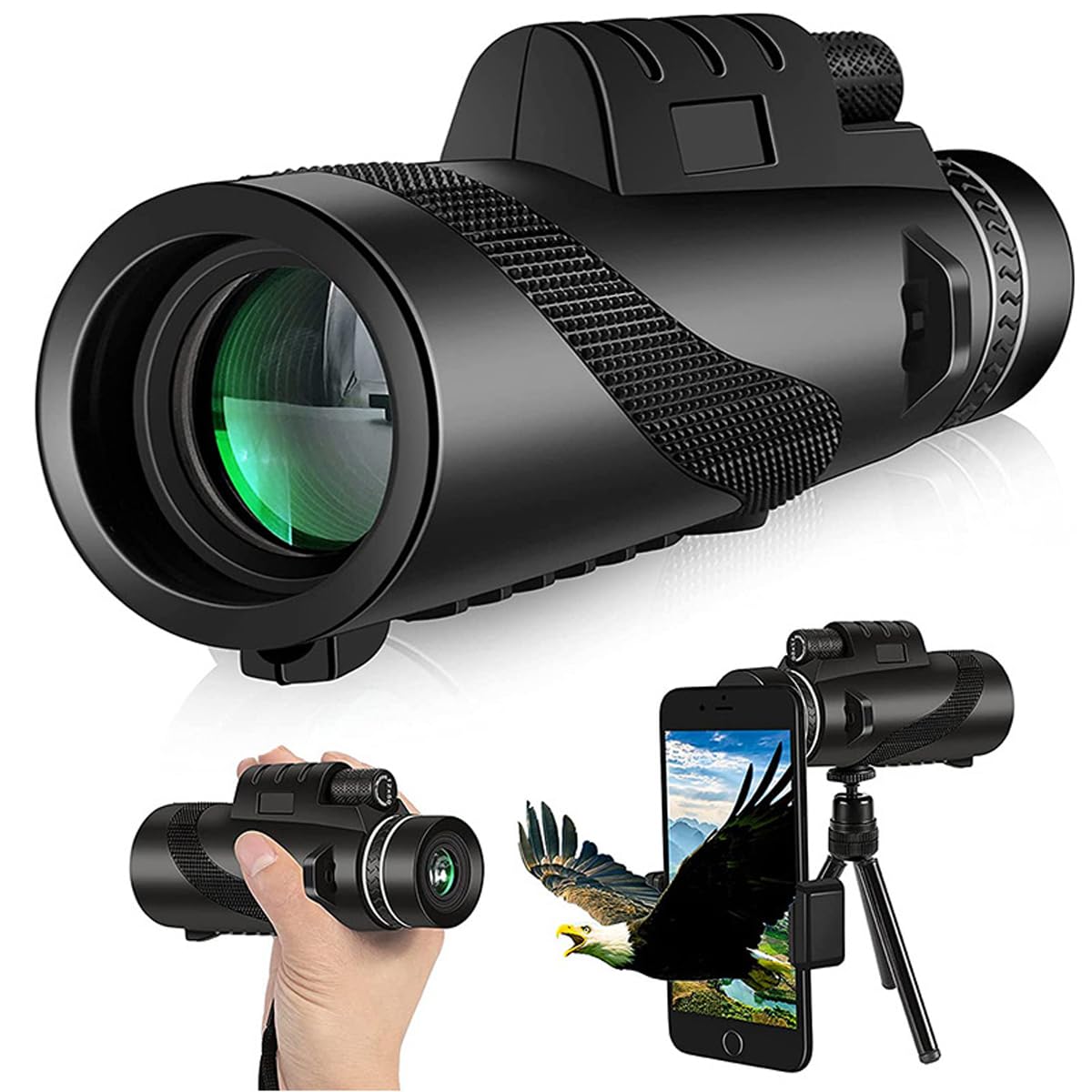 CENPEK Zoom Monocular with Cell Phone Holder Monocular for Adult Great for Birdwatching Hiking Hunting Camping Traveling