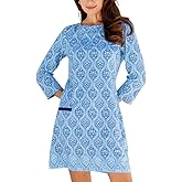 Cabana Life Shift Dress, UPF 50+ Sun Protection Casual Dress, Boat Neckline, Quarter Sleeve, Womens Fashion