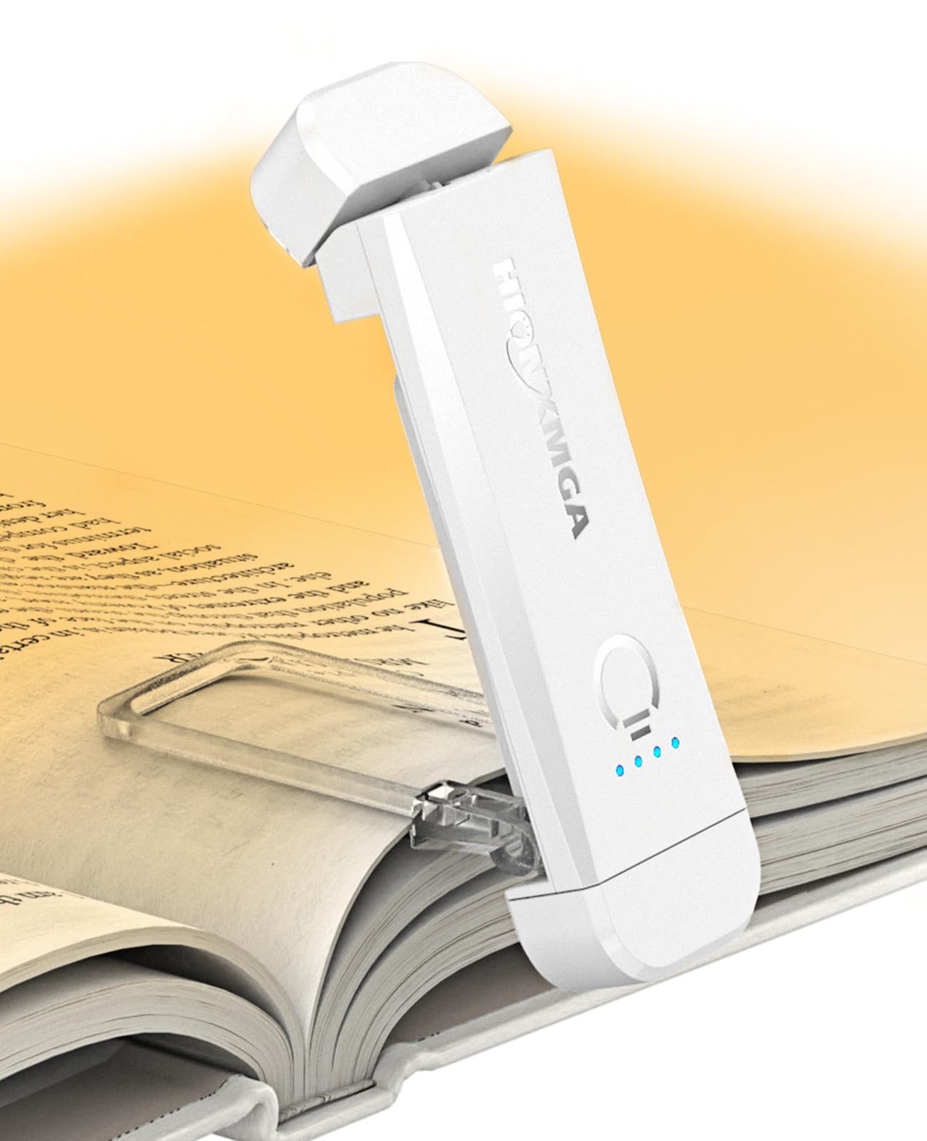HIONXMGA USB Rechargeable Book Light, Eye Caring Reading Light Clip on Book, 3 Colours & Stepless Dimming, Portable & Flexible, Long Lasting up to 100 hrs, Perfect for Booklovers and Kids-White
