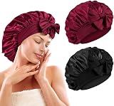 ACWOO Satin Bonnet Wrap 2 Pcs Silk Night Cap with Elastic Band Hair Care view 9