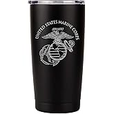 Military Gift Shop Marine Corps 20oz Insulated Tumbler-Double-Walled Stainless Steel Travel Cup-Durable & Leakproof-Disabled Vet Owned Business USMC 20oz Tumbler