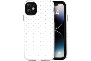 Amzfield Compatible with iPhone 11 Case Cute Polka Dot Aesthetic Retro Design for Women Girls Fall Simple Chic Girly Pretty Dual Layer Hybrid Protection Elegant Case for iPhone 11-White