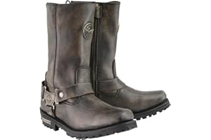 Milwaukee Leather MBL9361 Women's Distressed Brown 11-inch Classic Harness Square Toe Boots