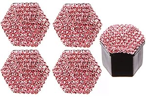 ihreesy 20PCS Wheel Lug Nut Covers,17mm Bling Bling Crystal Wheel Hub Bolt Caps Universal Wheel Nut Cap Hex Protector Car Wheel Nut Caps,Pink