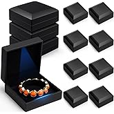 Yinkin 12 Pcs Black Velvet Jewelry Boxes LED Light Display Ring Necklace Bracelet Chain Gift Box Bulk Wedding Proposal Anniversary(Bracelet,Square)