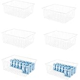 Upright Freezer Organizer Bins, Freezer Baskets for 16, 17, 21 cu.ft Standup Freezer, Wire Storage Baskets with Built-in Handles for Frozen Foods, Snacks, Vegetables, Fruits and More, Set of 6 , White