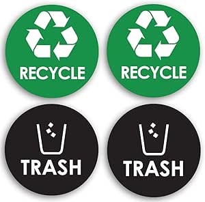 Basura para reciclaje logo Sticker – 10,2 x 10,2 cm – Organizar