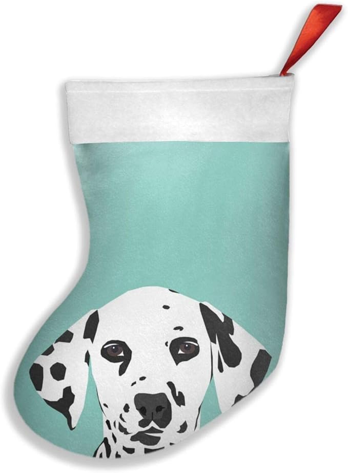 Dalmatiner-süßer Welpe Hund schwarz und weiß mint Weihnachtsstrumpf