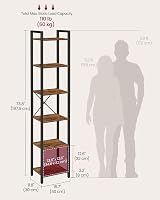 VASAGLE 6-Tier Bookshelf Rustic Brown and Ink Black 30 x 40 x 187.5 cm view 3