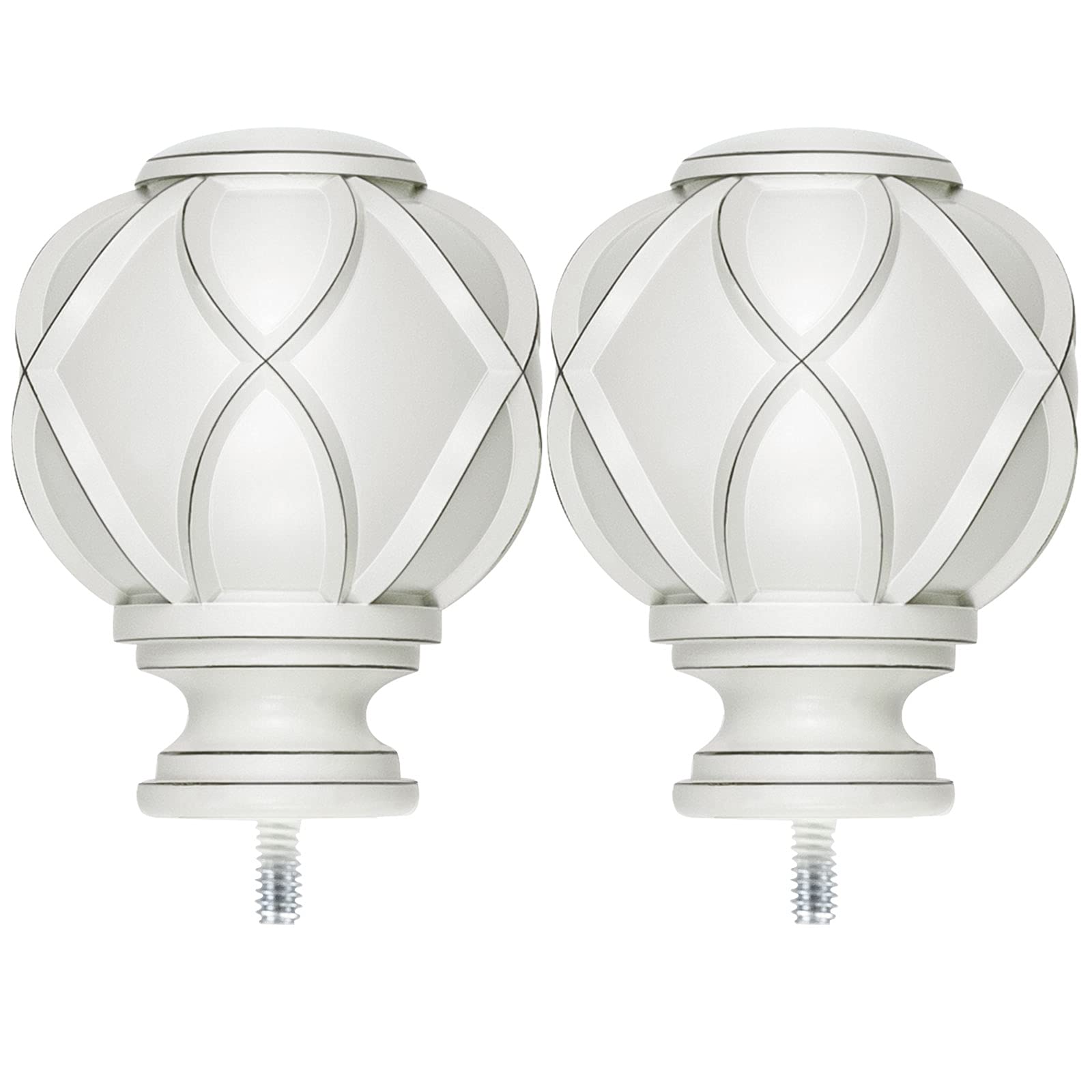 Photo 1 of KAMANINA Netted Texture Replacement Finials for 1 inch curtain rods, M6 Standard Screw Drapery Rod Finials, Set of 2, Retro White.