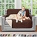 Sofa Shield Armchair Slip Cover with Patented Strap, Cushion Protector, US Designed Reversible Stain and Dog Tear Resistant Slipcover, 48 inch Seat, Washable Covers for Dogs Pets, Chocolate Beige