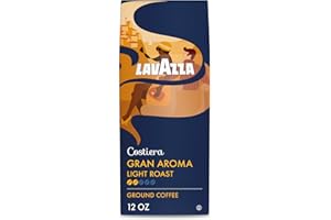 Lavazza Costiera Gran Aroma Ground Coffee 12oz Bag, Light Roast, Smooth and Aromatic Taste, Intensity 2/5, 100% Arabica, Ideal for Drip Brewers, (Pack of 1) - Package May Vary