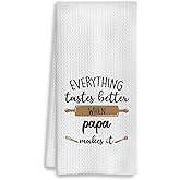 COWEB Papa Gifts Kitchen Towels, Papa Dad Gifts from Daughter Son, Best Dad Father Gift Decorative Dish Tea Hand Towels for Kitchen, 16x24 Inches
