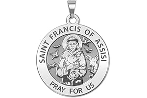 PICTURESONGOLD.COM St Francis of Assisi Miraculous Medal - Sterling Silver Religious Pendant - Patron Saint - Beautifully Crafted Jewelry by PicturesOnGold - Necklace For Men & Women in Sterling Silver and 10K or 14K Gold