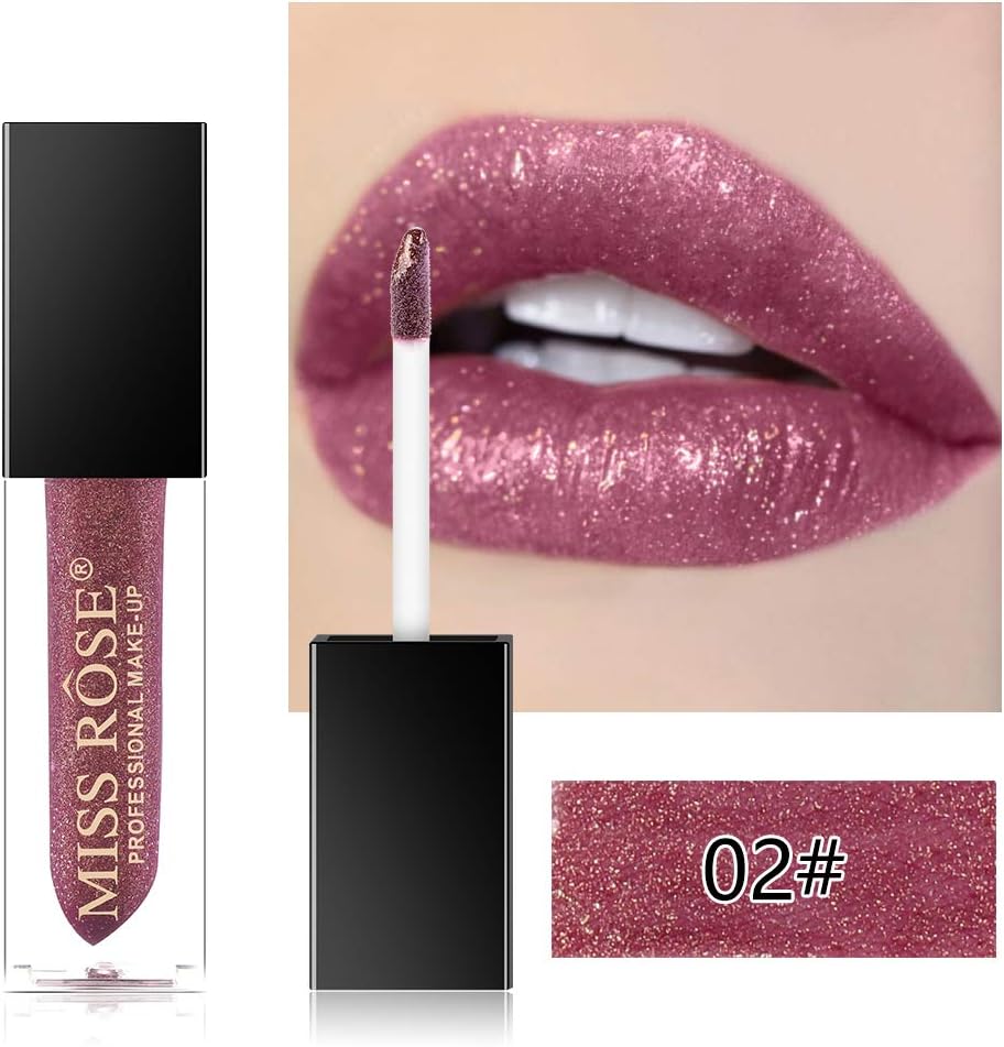 Luckine Shimmer Matte Lipstick Liquid Metallic Lip Gloss Moisturizing Waterproof Non-Stick Cup Long-Lasting Glitter Liquid Lipstick