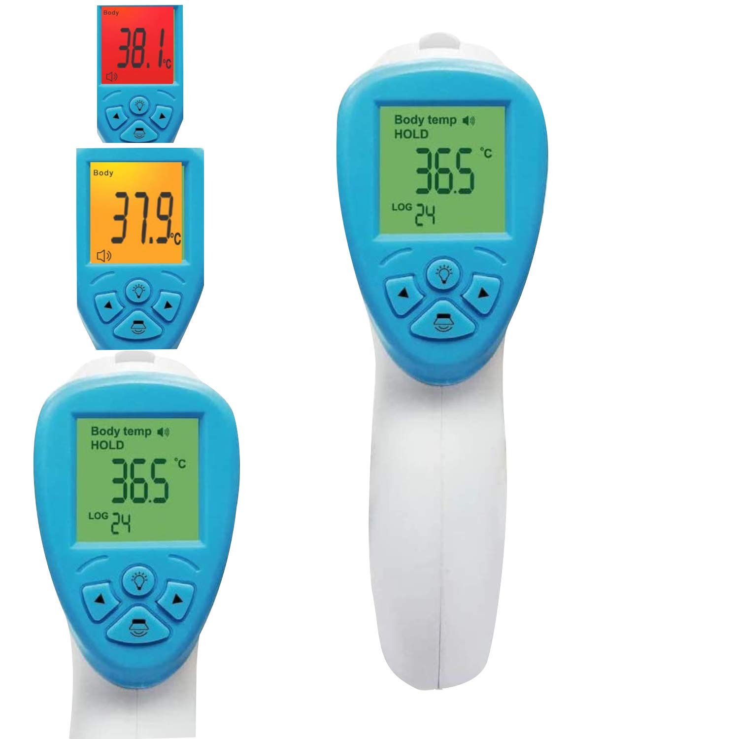 Deltasat fever thermometer, contactless x001, infrared thermometer with 3 coloured LCD display, fever alarm & 2s instant measurement, forehead thermometer for babies, children & adults, fever meter