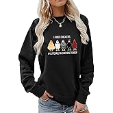BAOKUAN Women's Cute Funny Chicken Lovers T Shirt Letter Printed Long sleeved Top
