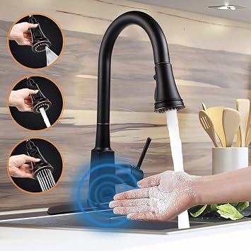 Touchless Kitchen Faucet Soosi Motion Sensor Single Handle Automatic Kitchen Faucets One 3 Hole3 Setting Sprayer Oil Rubber Bronze Kitchen Faucets With Pull Down Sprayer Spot Free Stainless Steel Amazon Com