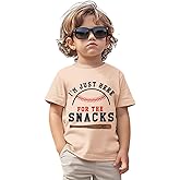 GLIGLITTR Baseball Shirt for Toddler Boys Girls I'm Just Here for The Snacks Funny Tshirt Kids Short Sleeve Summer Tee Tops
