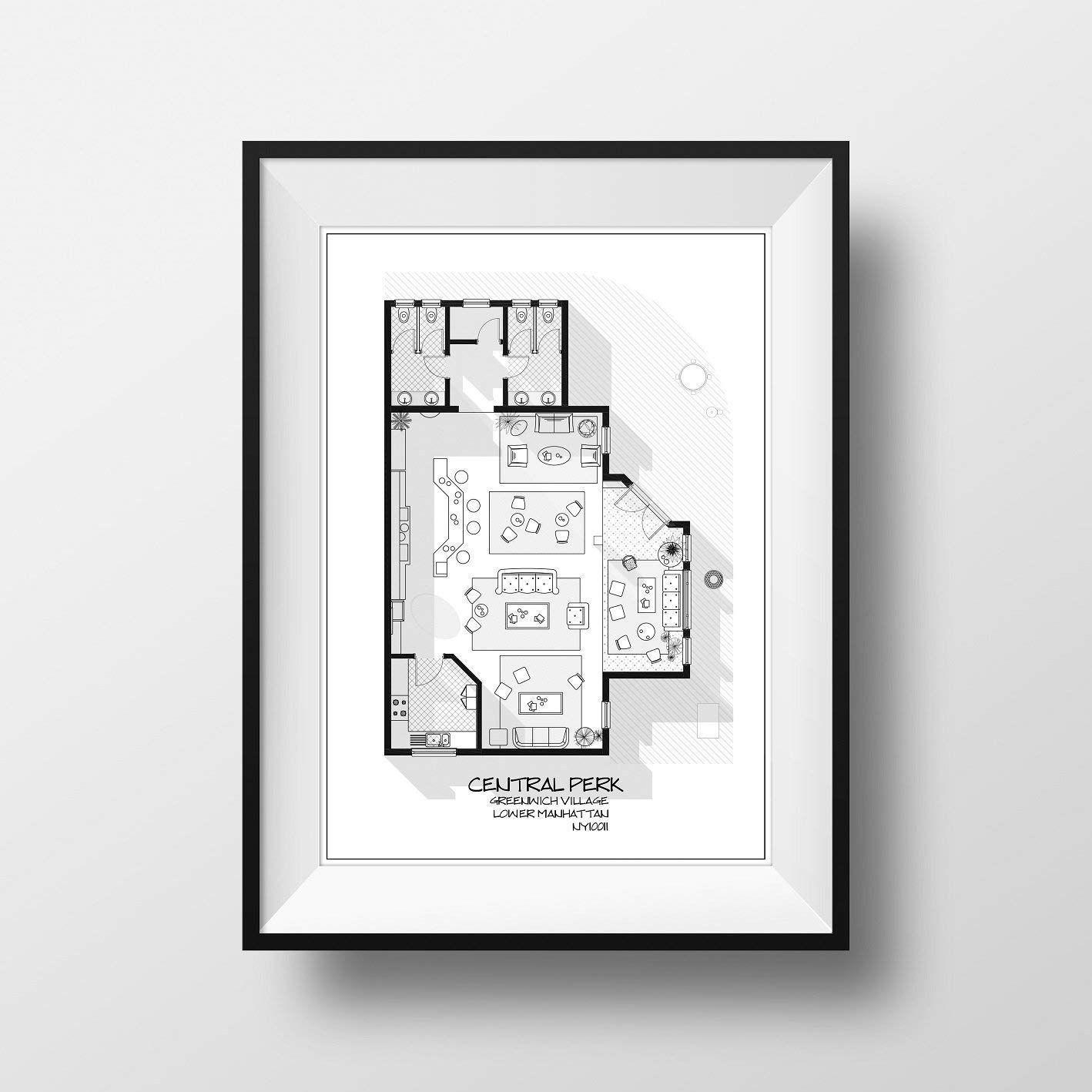 Amazon Com Central Perk Cafe Floor Plan Friends Tv Show Layout
