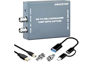 SDI Capture Card with SDI Loop Out/HDMI, SDI to HDMI Converter, 1080P60fps SDI to USB3.0 Audio Video Capture Device with SDI 