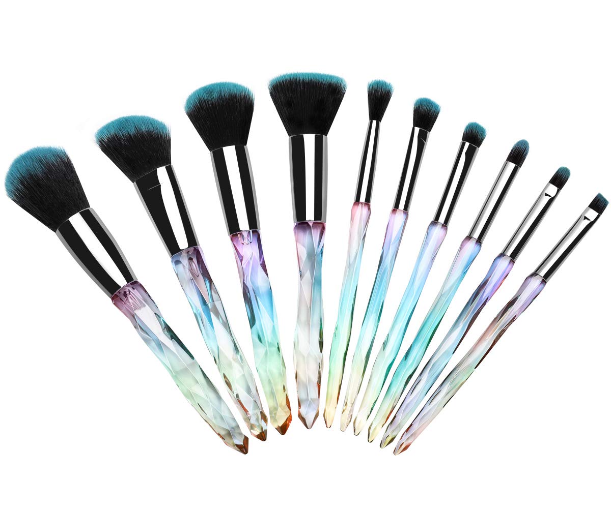Makeup Brushes Set, Luxspire 10PCS Professional Make Up Brushes Set for Christmas Kabuki Foundation Powder Concealer Brush Eye Brow Brush Bronzer, Blending, Cosmetic Brushes Makeup Tool, Blue