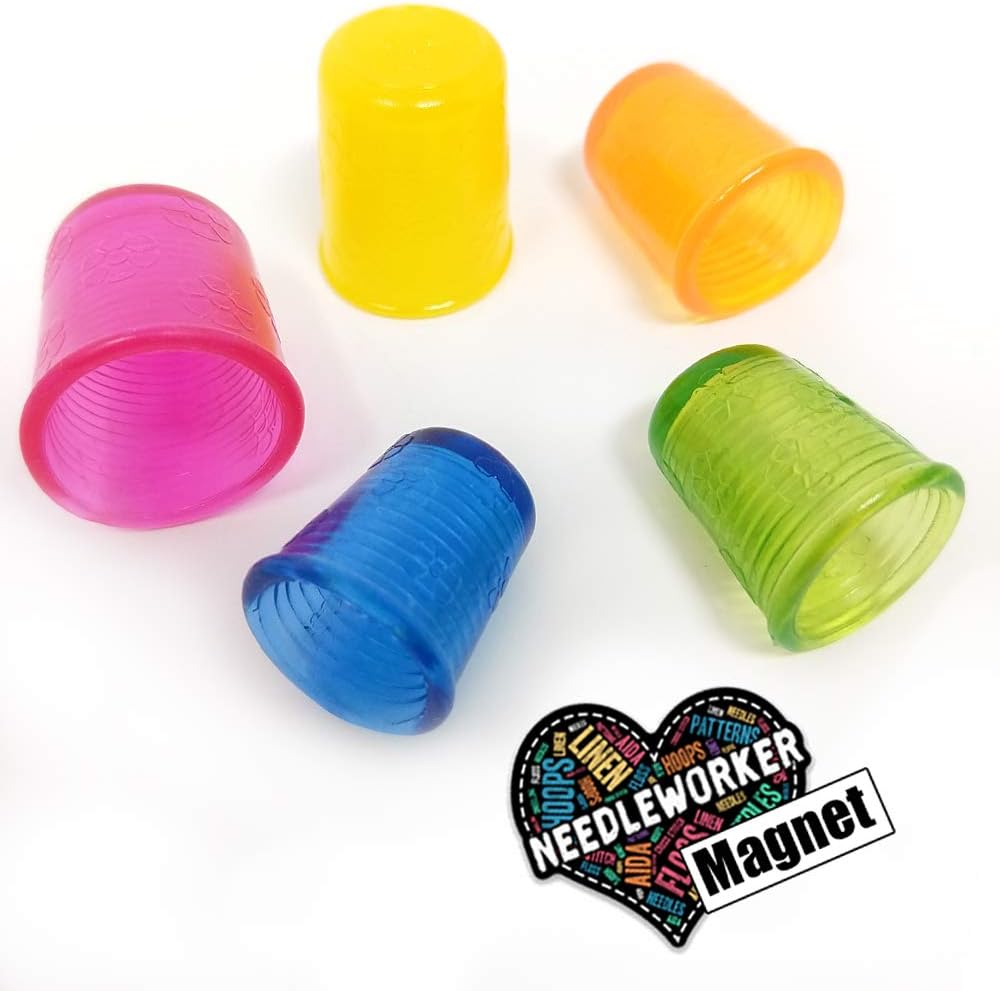 Flexible Rubber Thimble Set for Hand Sewing and Quilting, 5