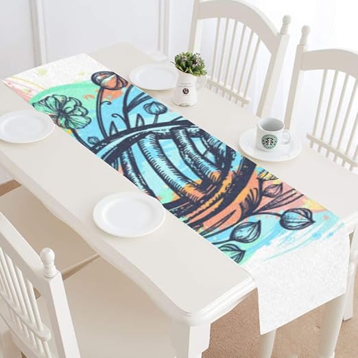 Amazon Com Center Table Runner Dna Chain Art Nouveau Flowers Tattoo Patio Table Runner Girly Table Runner 16x72 Inch For Dinner Parties Events Decor Home Kitchen