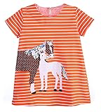 Fiream Girls Cotton Cartoon Patch Shortsleeve Dress(6542TZ,5)