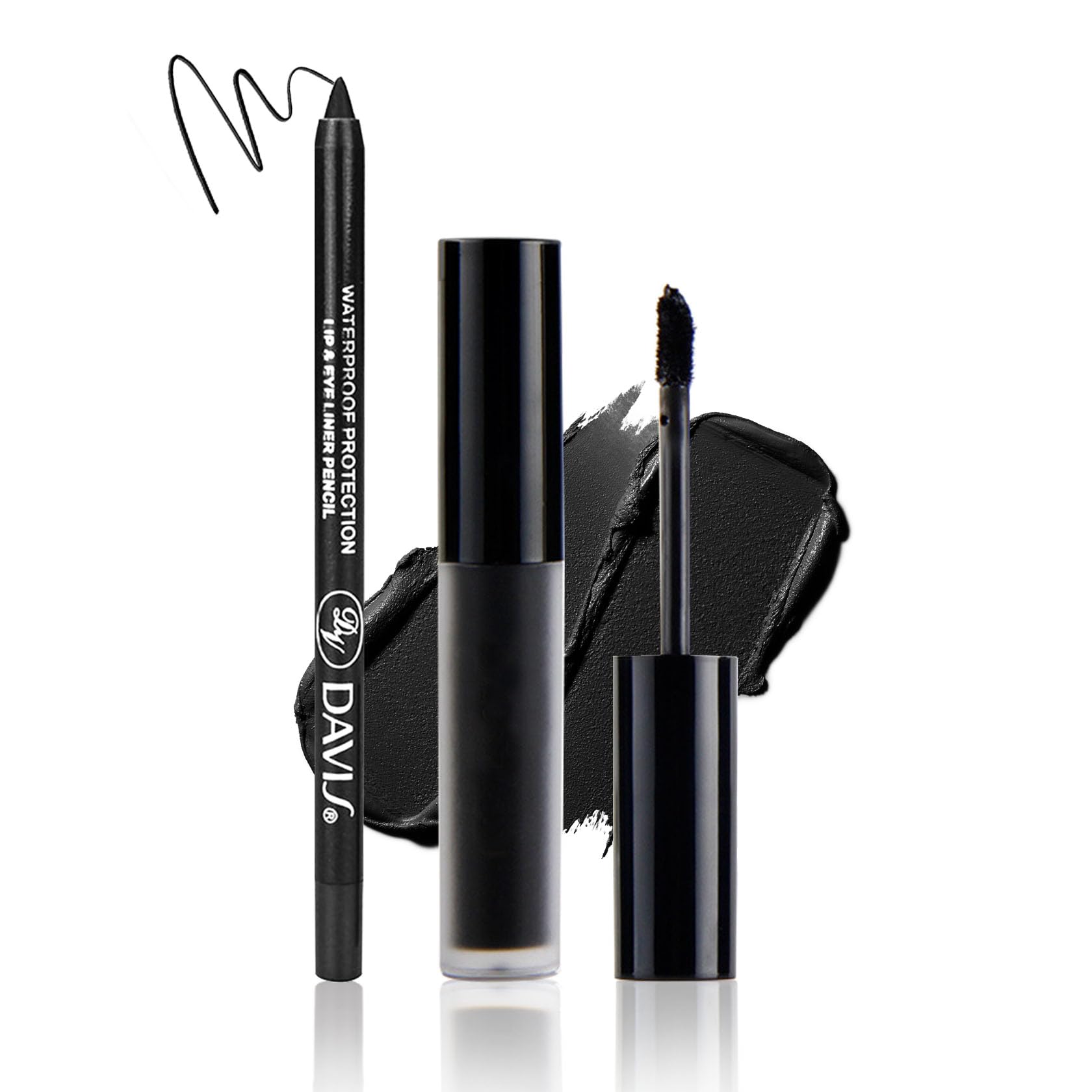 Photo 1 of ZHISHUDL Matte Black Lipstick Lip Liner Set Black Liquid Lipstick Lip Tint Stain High Pigmented Black Lip Liner and Lip Gloss Set for Halloween Christmas Cosplay Goth Makeup