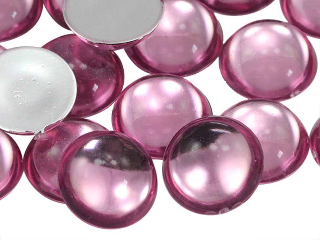 7mm Rose Lite .RS72 Flat Back Acrylic Round Cabochons Plastic Pearl Gems For Jewelry Making Costume Making Cosplay Jewels Embelishments - 100 Pieces — image 1