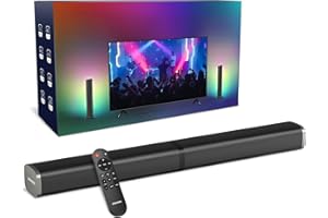 Wohome Sound Bars for TV, Colorful LED Light Bar Speakers, 2.2ch 32 Inches Detachable Soundbar Speaker with Bluetooth/TV-ARC/Optical/AUX/USB Connection for Home, Parties, Bars