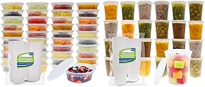 Freshware Food Storage Containers [50 Set] 8 oz Plastic Deli Containers with Lids, Slime, Soup, Meal Prep Containers & Food Storage Containers [24 Set] 32 oz Plastic Deli Containers