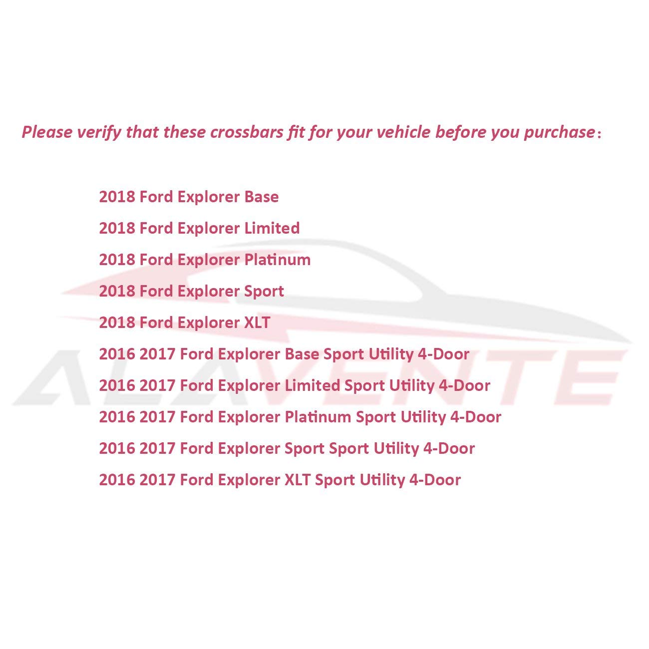 Pair Alavente Roof Rack Cross Bars For Ford Explorer 16 17 18 With Factory Roof Side Rails Cargo Bars Cargo Management Guardebem Com