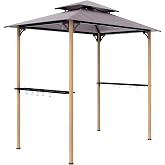 Outsunny 8' x 5' Grill Gazebo Double Tier BBQ Shelter with 2 Side Shelves | Outdoor Barbecue BBQ Gazebo Shelter, 10 Hooks, UV Water Resistant, Patio, Garden, Backyard, Beach
