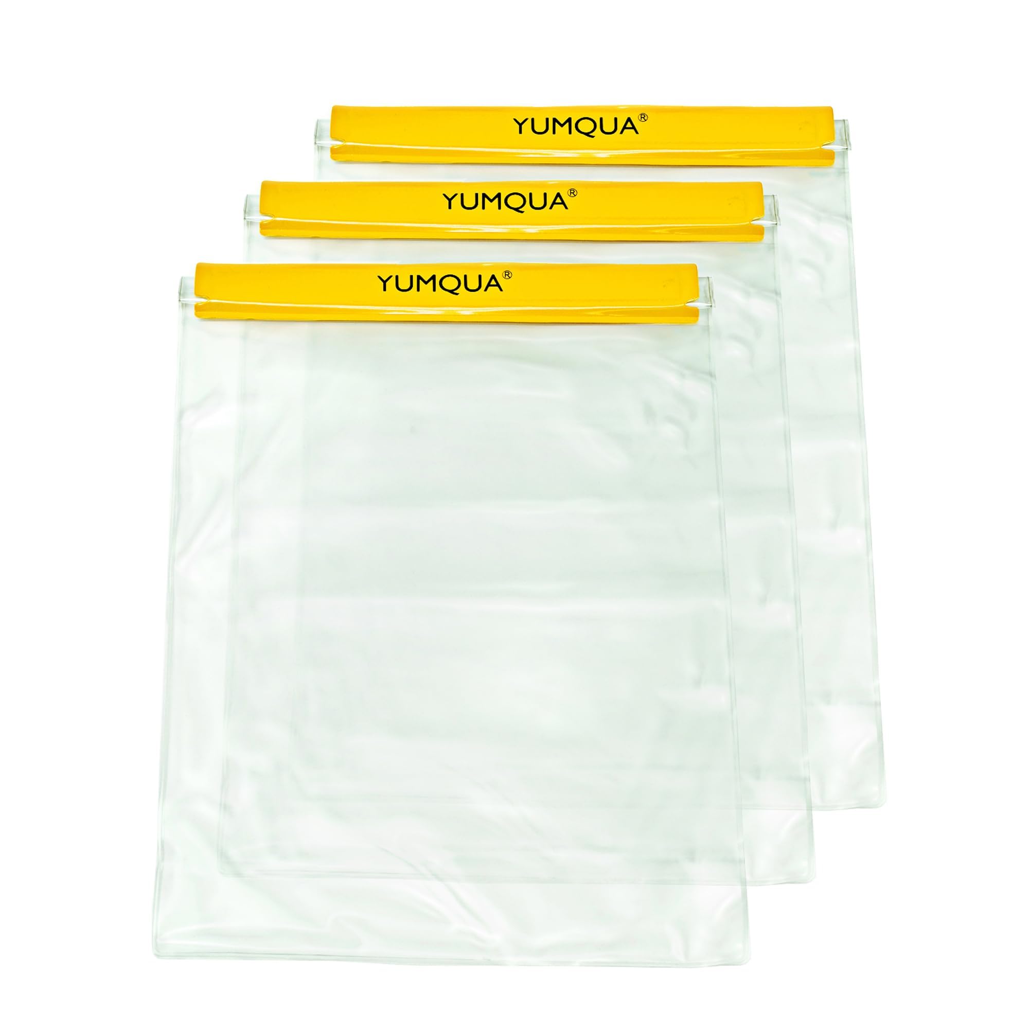 YUMQUA Clear Waterproof Bags Large Size 3 Pack Set, Watertight Pouch Holder for Document Map Camera Mobile Phone Tablet, fits Kayaking Boating Hiking Beach Water Sports, Yellow