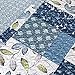 SLPR Pacific Coast 3-Piece Quilt Set - Queen Size with 2 Shams, Lightweight Quilted Bedspread, Blue and White Floral Patchwork Design, Soft All-Season Bedding for Farmhouse and Bohemian Decor