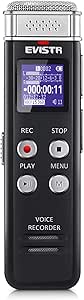 EVISTR 16GB Digital Voice Recorder Voice Activated Recorder with Playback - Upgraded Small Tape Recorder for Lectures, Meetings, Interviews, Mini Audio Recorder USB Charge, MP3