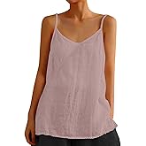 Womens Tank Tops Summer Casual Sleeveless V Neck Camisole Loose Fit Spaghetti Strap Cami Shirts