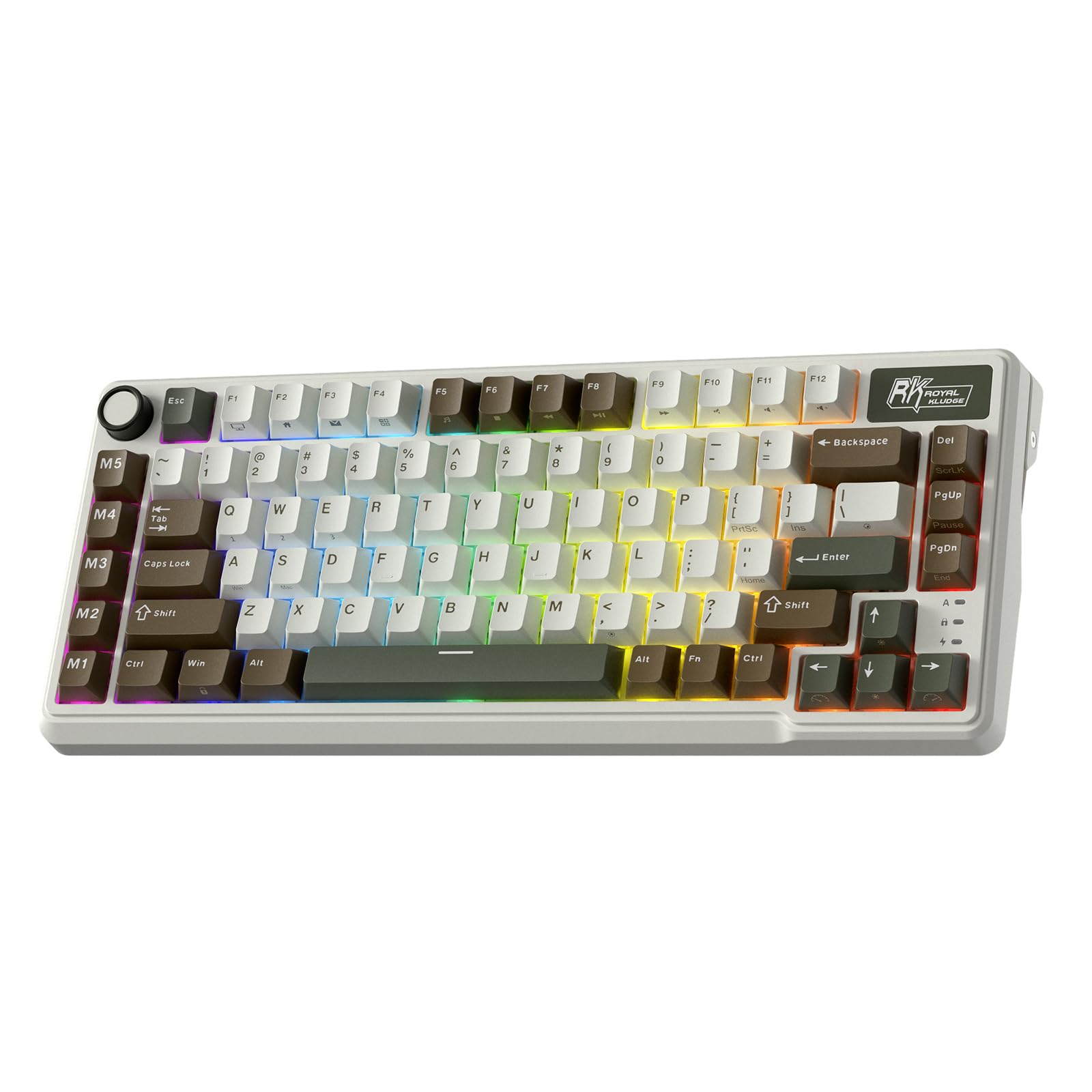 RK ROYAL KLUDGE L75 Gasket Mount Mechanical Keyboard w/Knob/Macro Keys & Touchable Nameplate, Tri-Mode 75% TKL Wireless Keyboard BT/2.4G/USB-C, Hot Swappable, Pro Software, Massive 8000mAh Battery