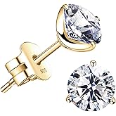 "STUNNING FLAME" 18K Gold Plated Silver Brilliant Cut Simulated Diamond Cubic Zirconia Stud Earrings
