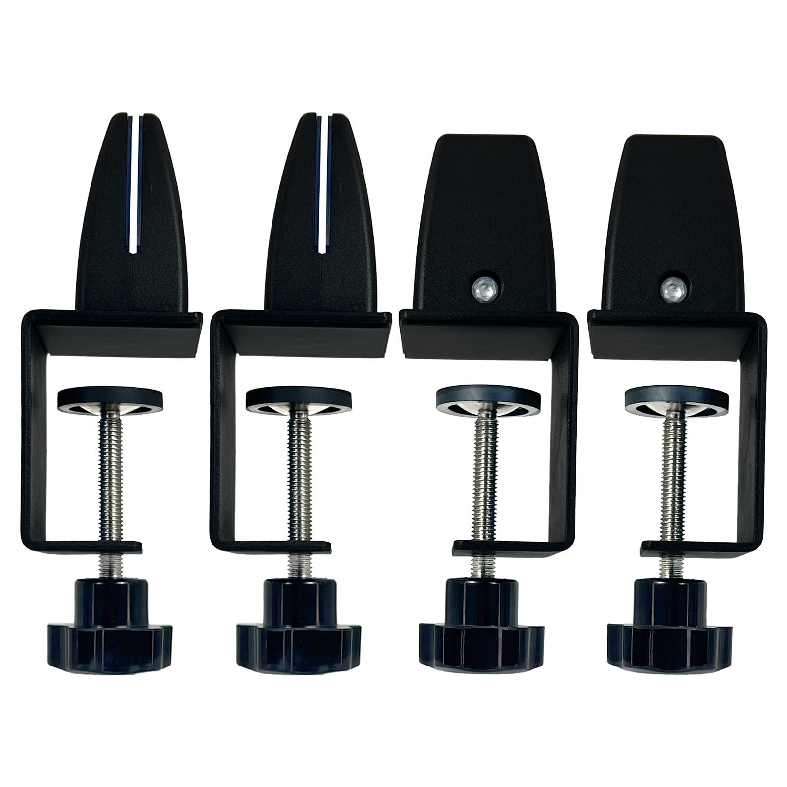 Jhanw Panel Support Clamp for 1/8" to 1" Thick Panel, Adjustable Desk Divider Clamp, Aluminum Desk Partition Clips, Acrylic Plexiglass Partition Clamp Black, Desk Privacy Panel Clips 4 Pack