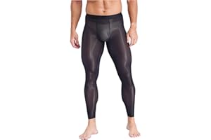 Miutii Mens Ultra Thin Ice Silky Leggings Sheer See Through Stretchy Compression Pants Yoga Tights