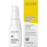 Acure Brightening Glowing Serum - Revitalize & Hydrate Face & Neck - Argan Oil, Pumpkin & Cranberry - Antioxidant Protection 