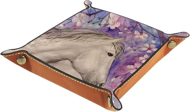 XiangHeFu Bandeja de Cuero Melocotón de Caballo Pintado a Mano