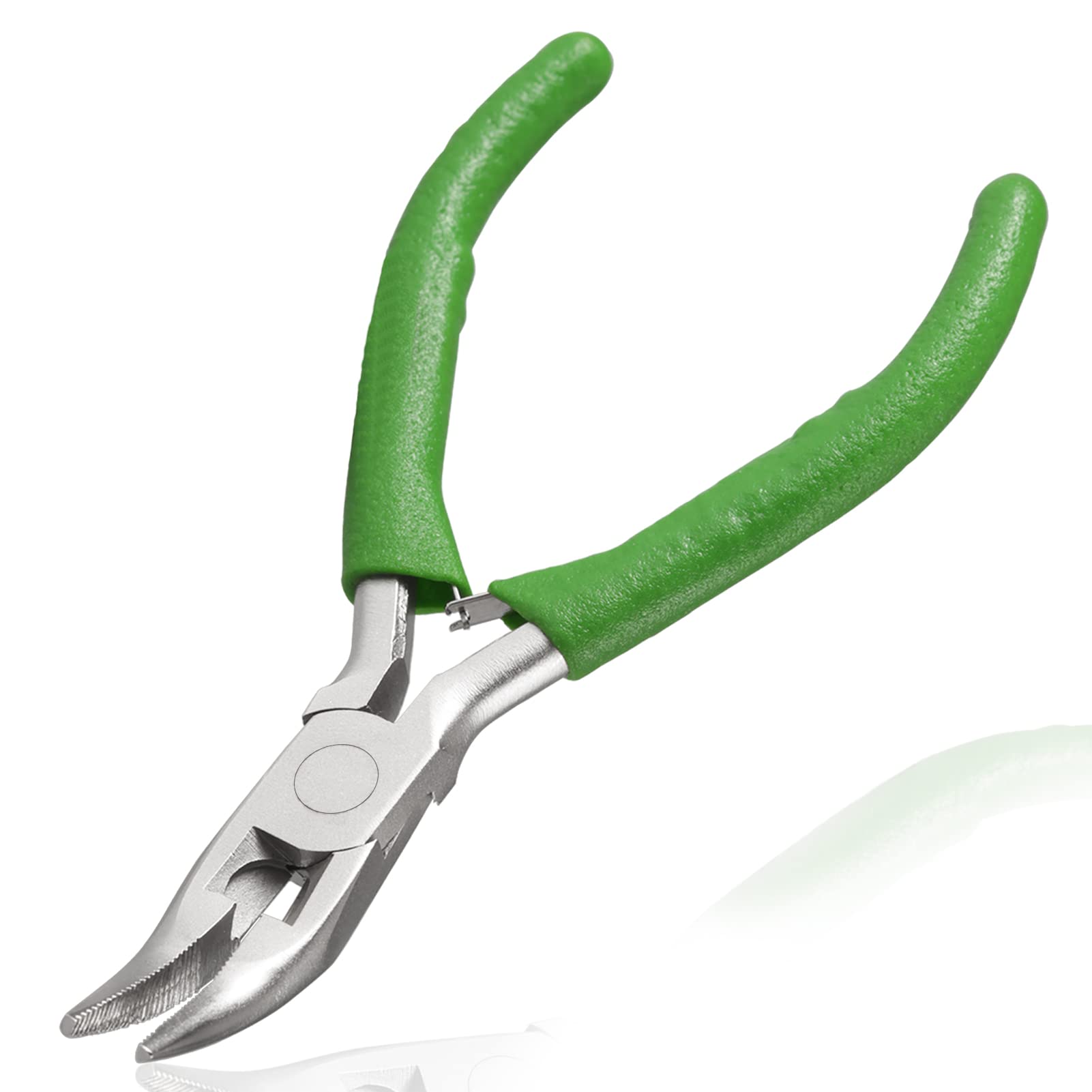 LEONTOOL Mini Bent Nose Pliers with Serrated Jaw 4.7 Inches Bent Chain Nose Pliers for Jewelry Making Wire Cutter for Crafting and Repair Working in Tight Spaces