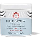 First Aid Beauty - Ultra Repair Cream, Intense Hydration Whipped Colloidal Oatmeal, Strengthens Skin Barrier in 7 Days & Helps Relieve Eczema, Luxury Face & Body Moisturizer, Grapefruit Scent, 12 oz