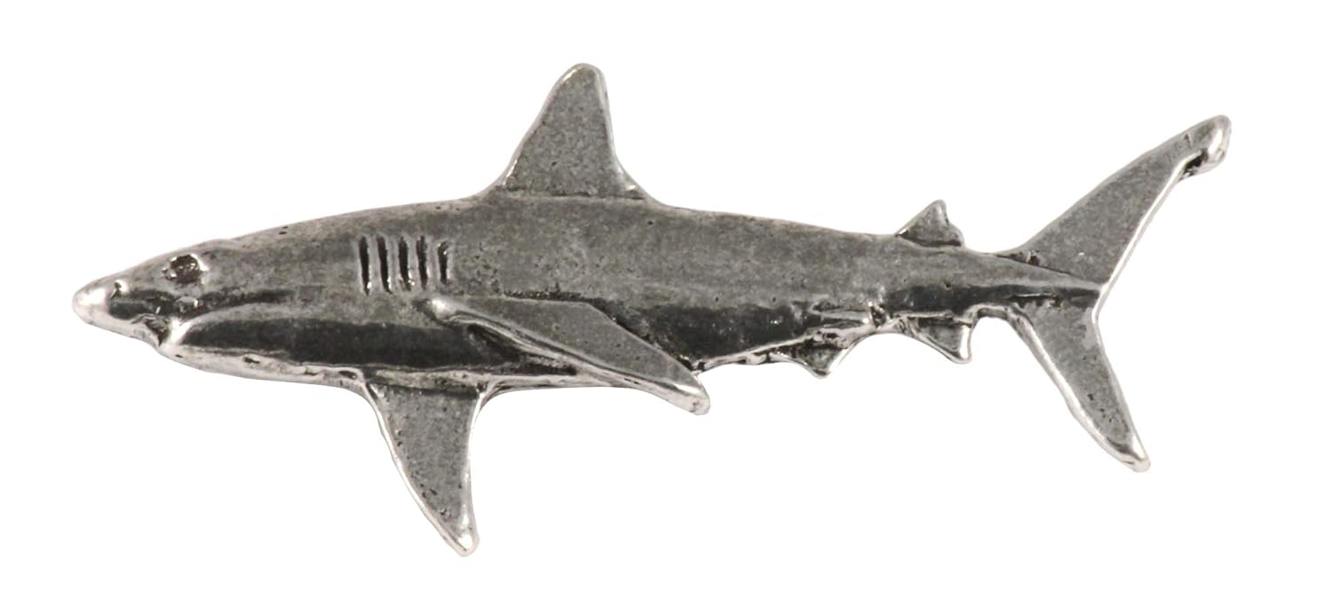 Great White Shark Pewter S112 Lapel Pin, Brooch, Jewelry